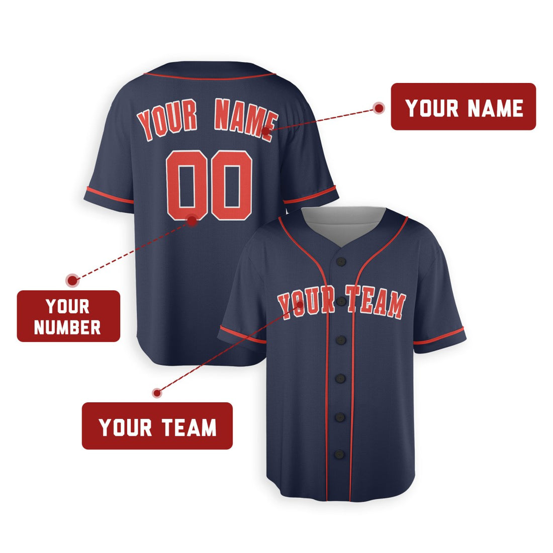 Personalized Houston Navy Baseball Jersey – Custom Name & Number, Kids & Adults