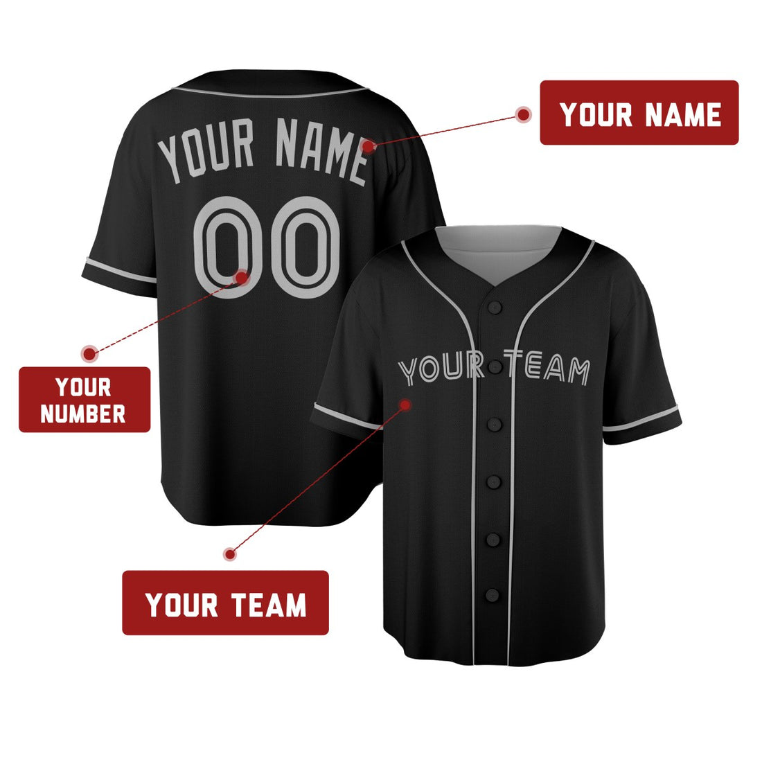 Personalized Toronto Black Baseball Jersey – Custom Name & Number, Kids & Adults