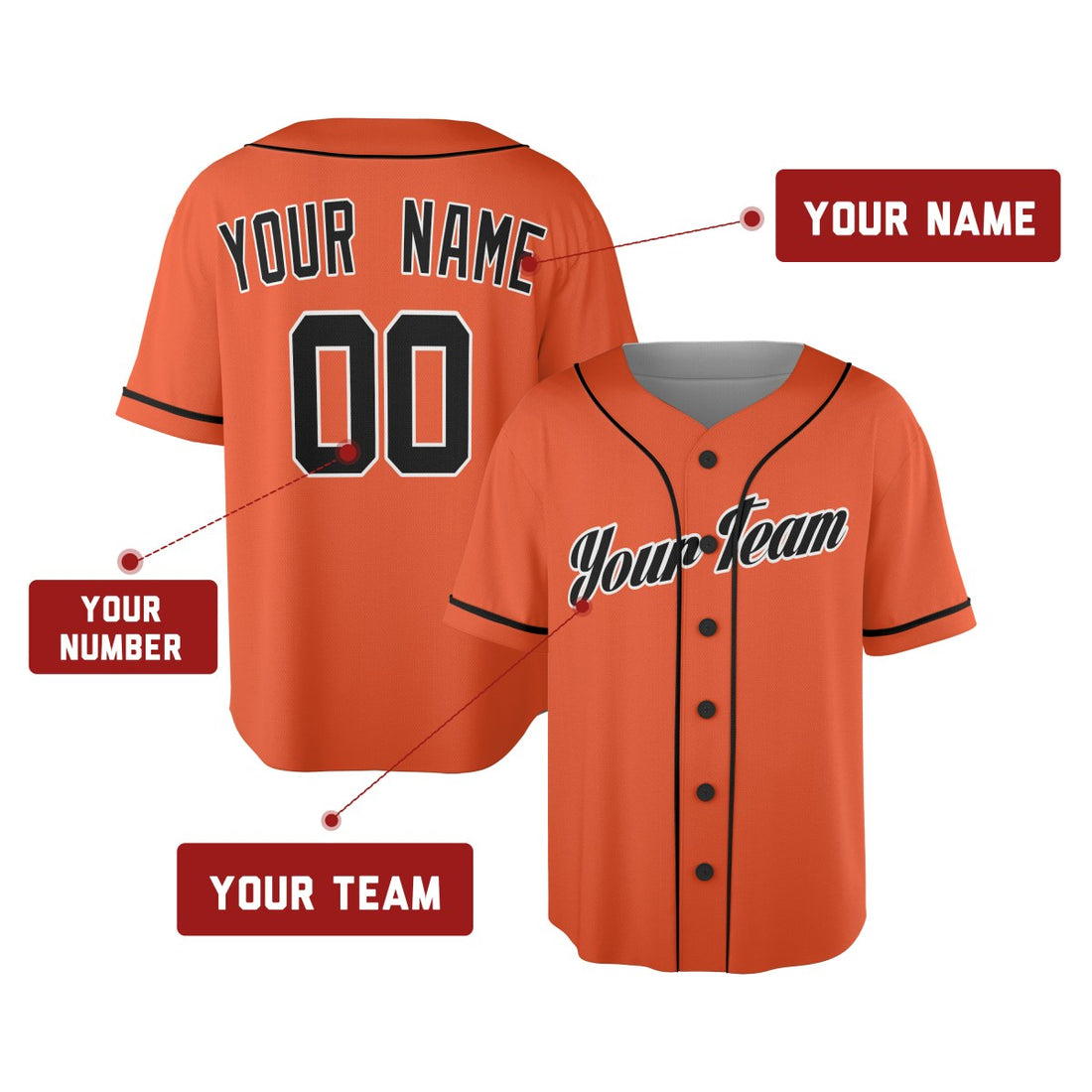 Personalized San Francisco Orange Throwback Baseball Jersey – Custom Name & Number