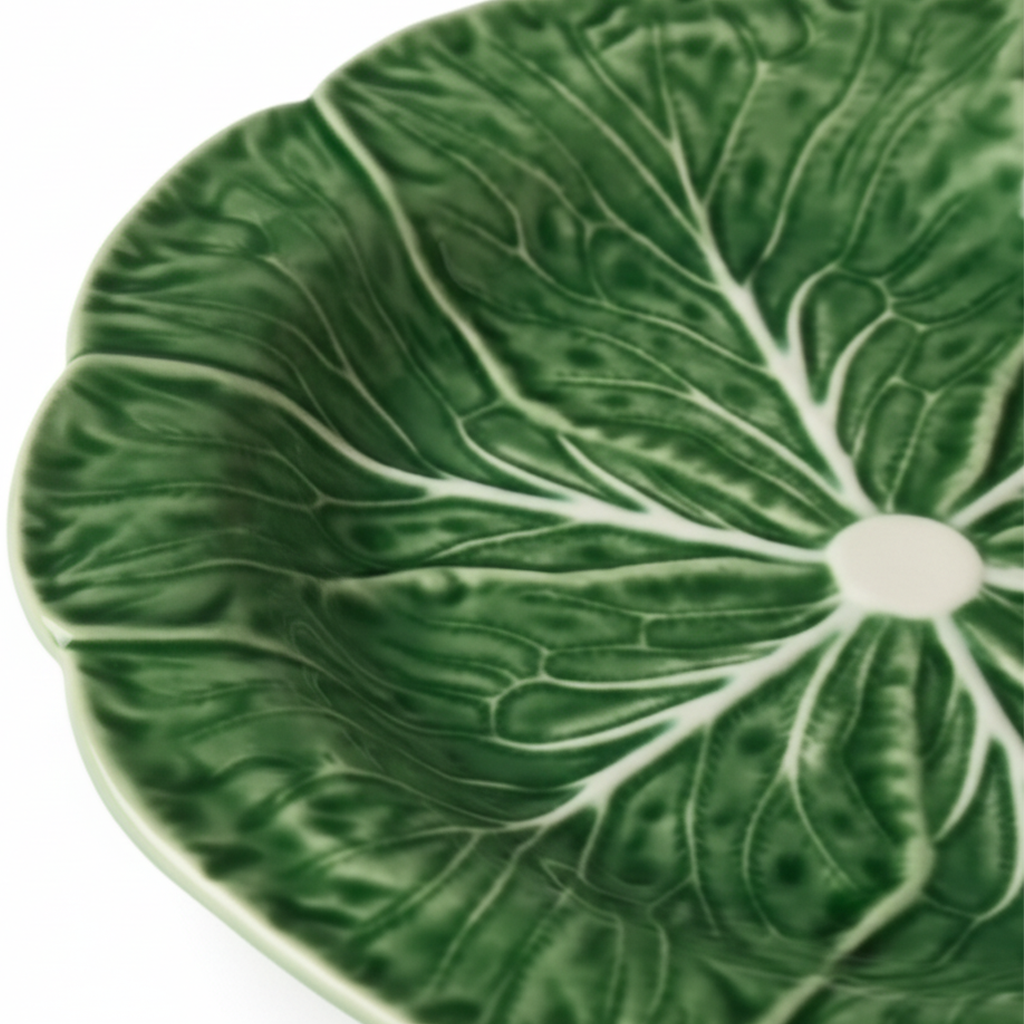 Salad Plate Ceramic 22.9 cm Green Cabbage Leaf Design