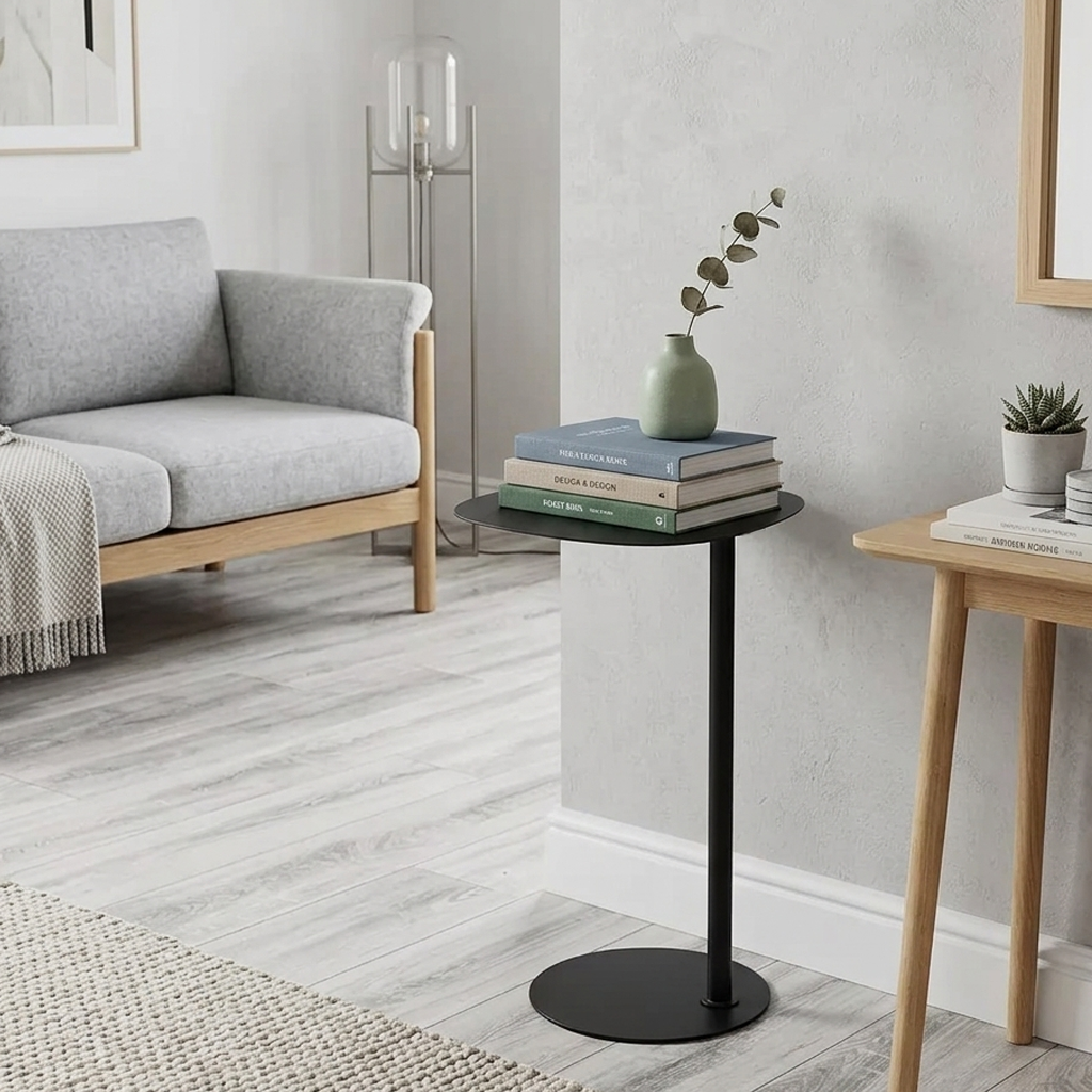 Side Table Metal 35 × 25 × 53 cm Black Industrial