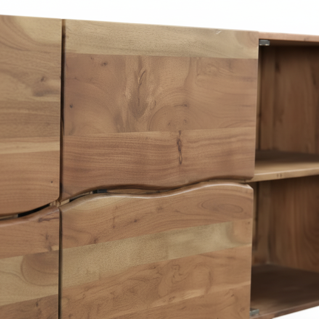 Sideboard Acacia Wood 88.9 × 180.3 × 40.6 cm Light Brown Live Edge