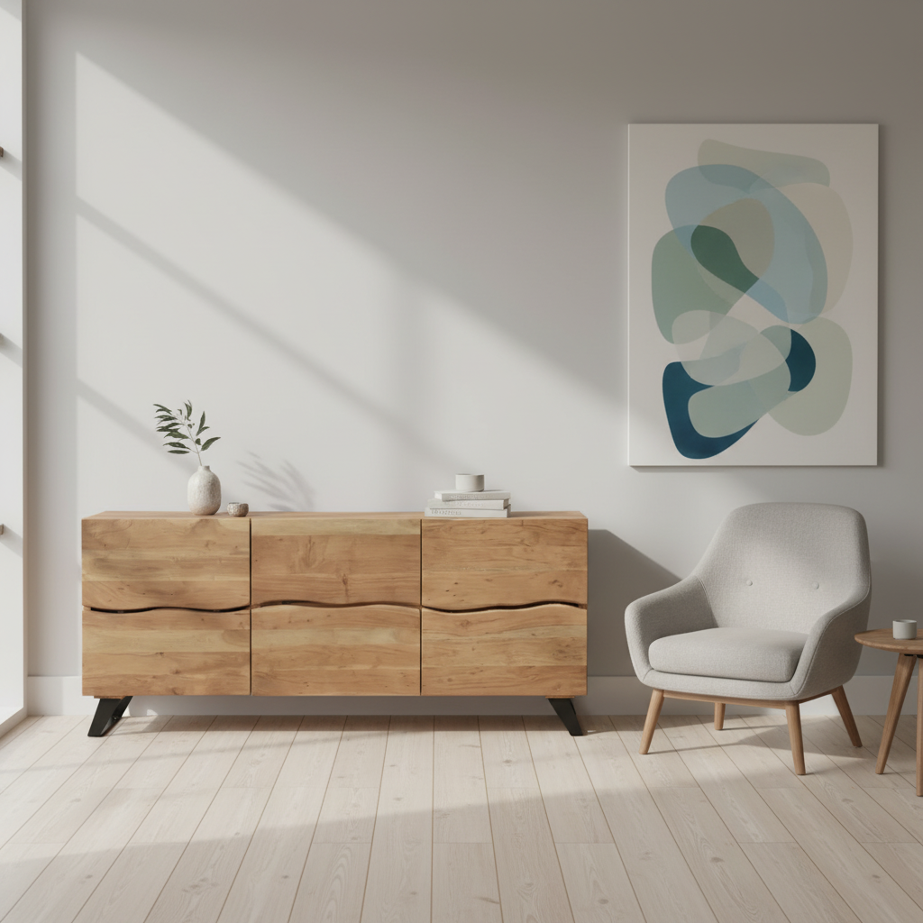 Sideboard Acacia Wood 88.9 × 180.3 × 40.6 cm Light Brown Live Edge