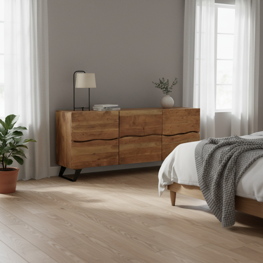 Sideboard Acacia Wood 88.9 × 180.3 × 40.6 cm Light Brown Live Edge