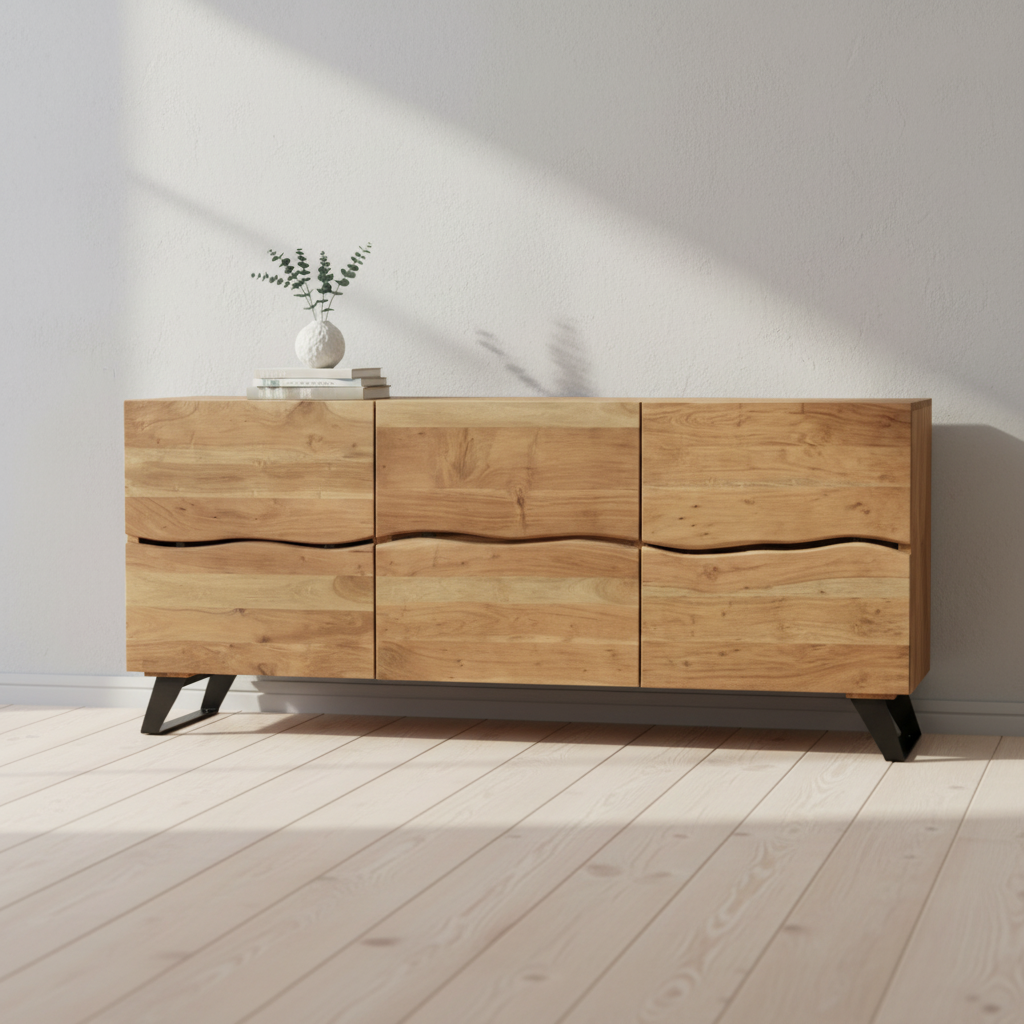 Sideboard Acacia Wood 88.9 × 180.3 × 40.6 cm Light Brown Live Edge