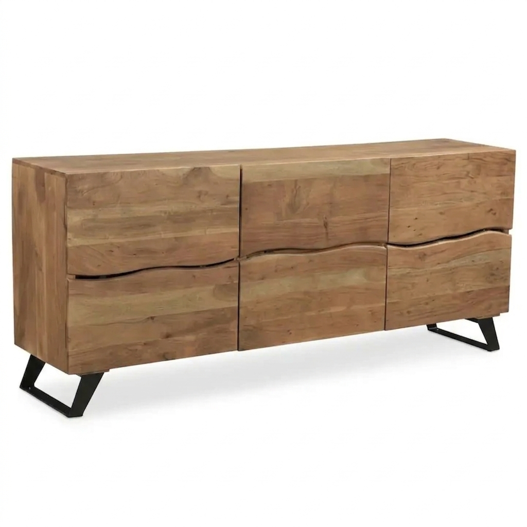 Sideboard Acacia Wood 88.9 × 180.3 × 40.6 cm Light Brown Live Edge