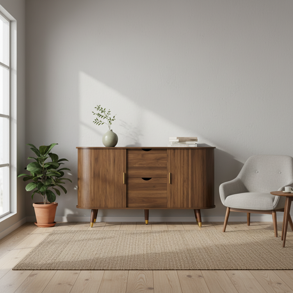 Sideboard MDF 140 × 40 × 79.5 cm Walnut Sliding Doors