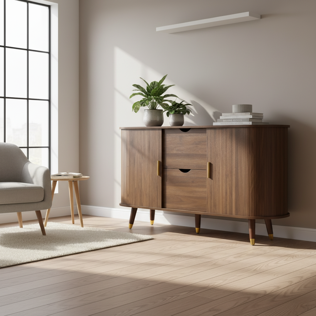Sideboard MDF 140 × 40 × 79.5 cm Walnut Sliding Doors