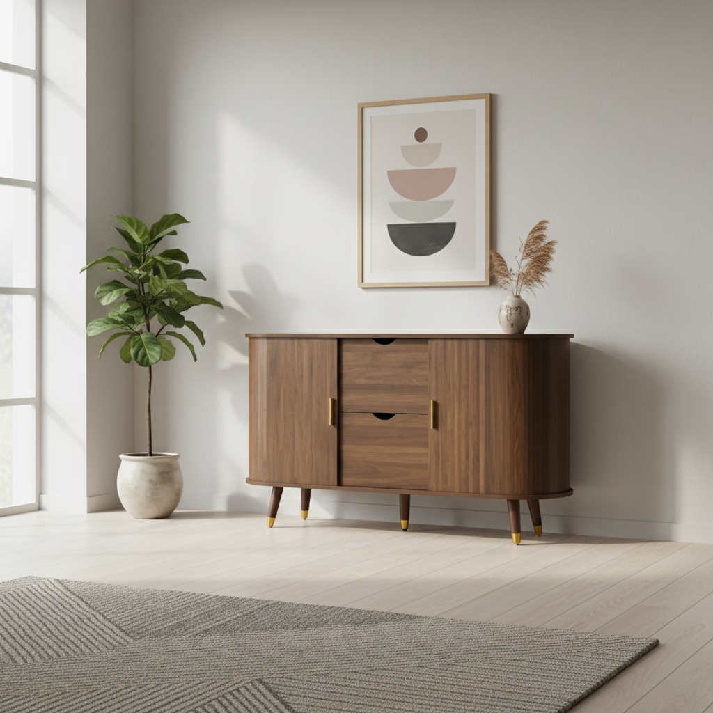 Sideboard MDF 140 × 40 × 79.5 cm Walnut Sliding Doors