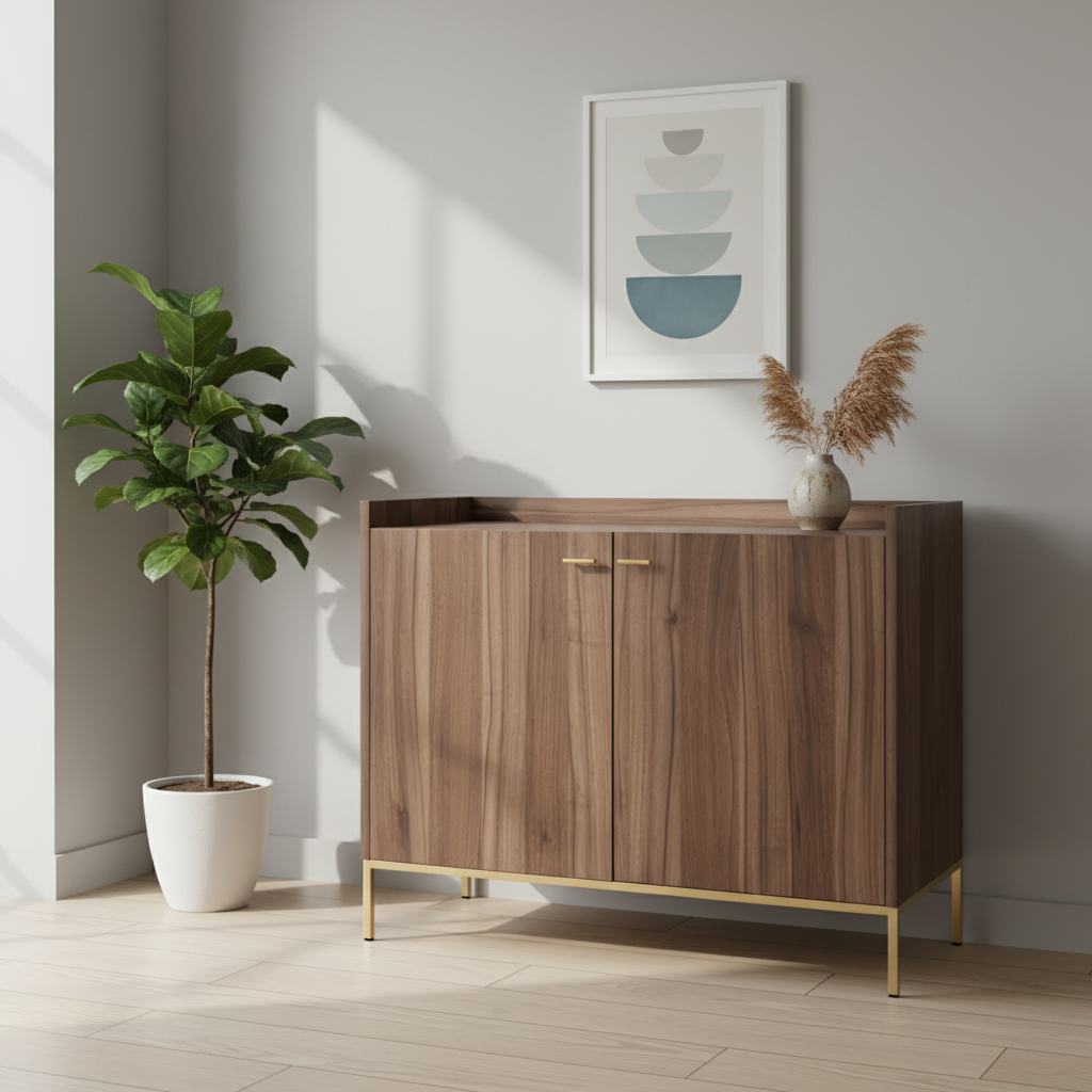 Sideboard Melamine 105 × 44 cm Walnut 2-Door