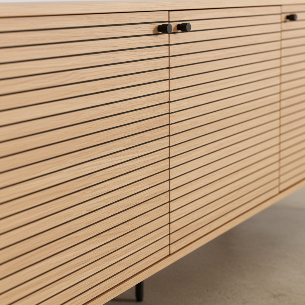 Sideboard Oak Veneer 150 × 40 cm Brown with Black Metal Legs