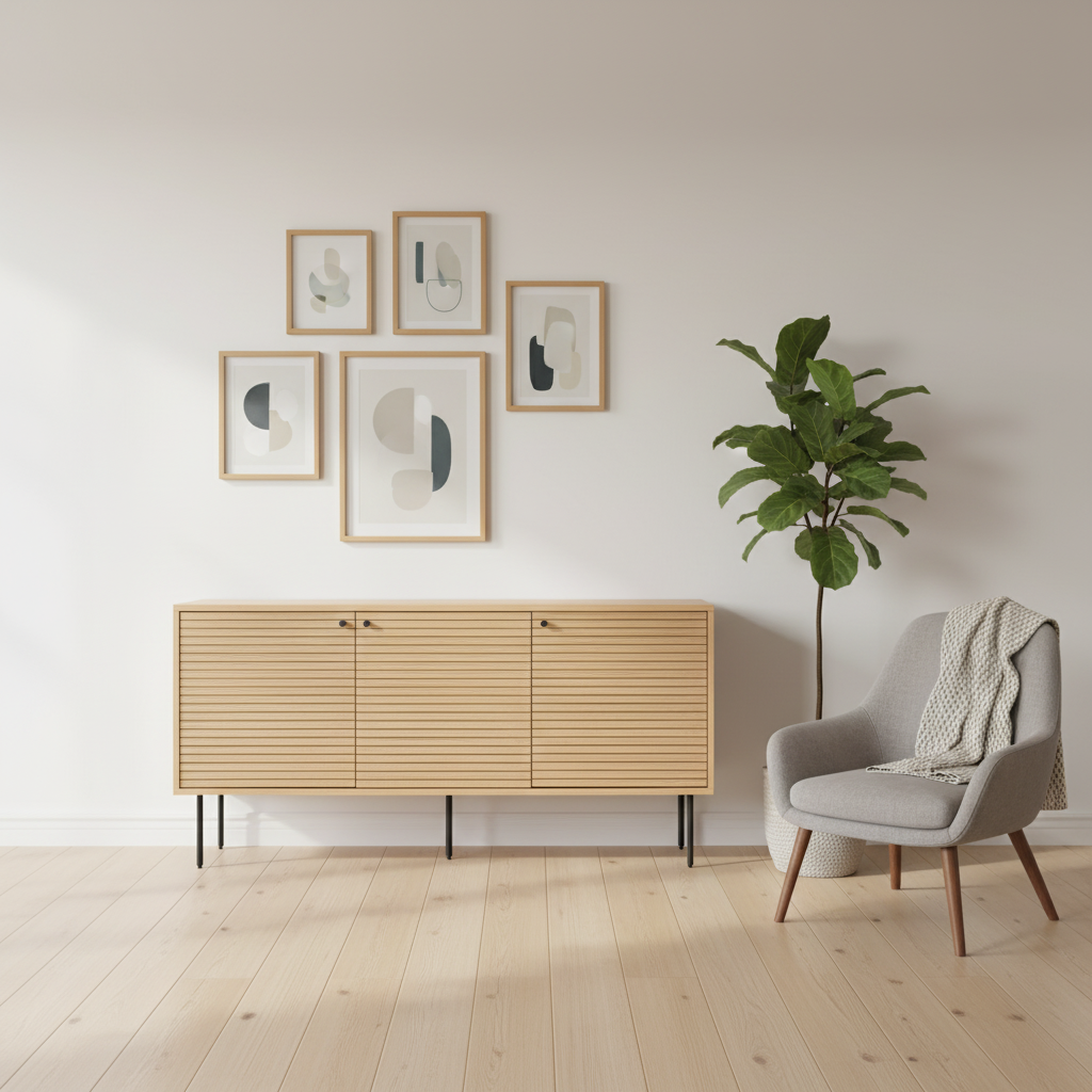Sideboard Oak Veneer 150 × 40 cm Brown with Black Metal Legs