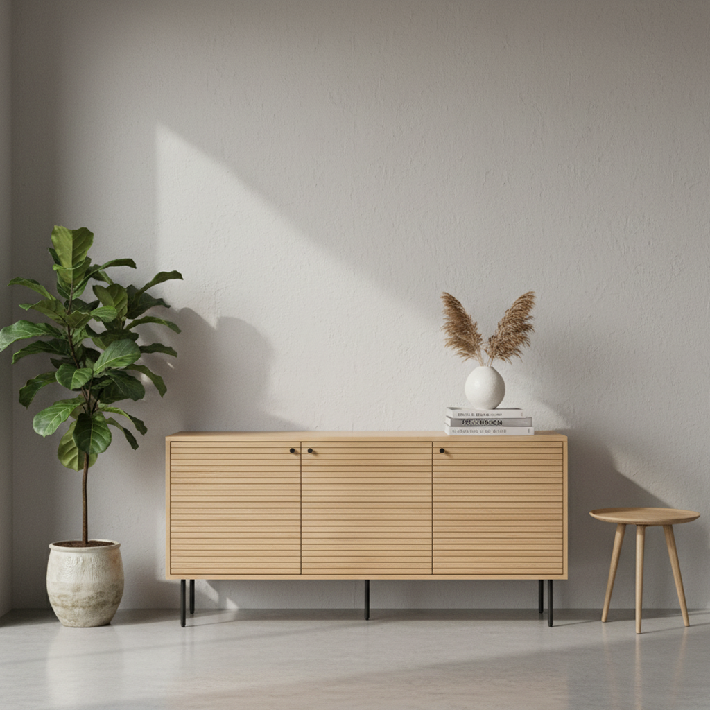 Sideboard Oak Veneer 150 × 40 cm Brown with Black Metal Legs