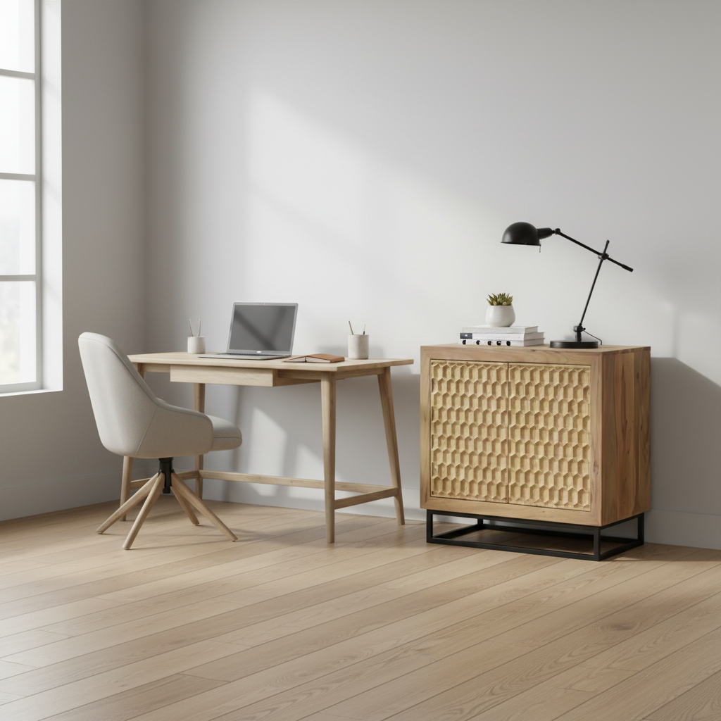 Sideboard Solid Acacia Wood 80 × 80 cm Natural 2-Door