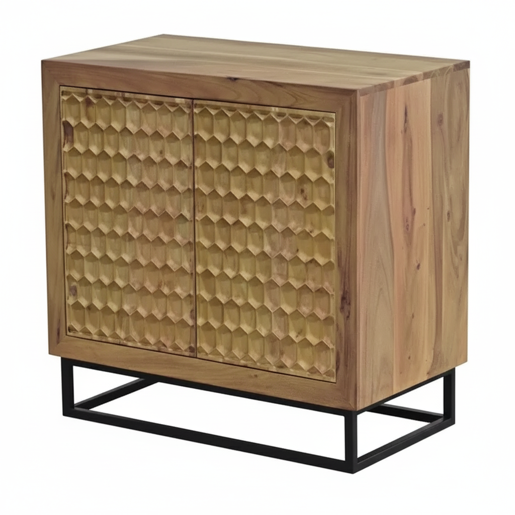 Sideboard Solid Acacia Wood 80 × 80 cm Natural 2-Door