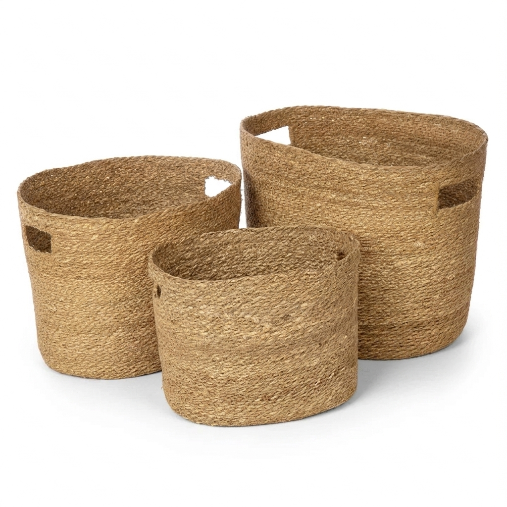 Storage Baskets Seagrass Natural Set of 3