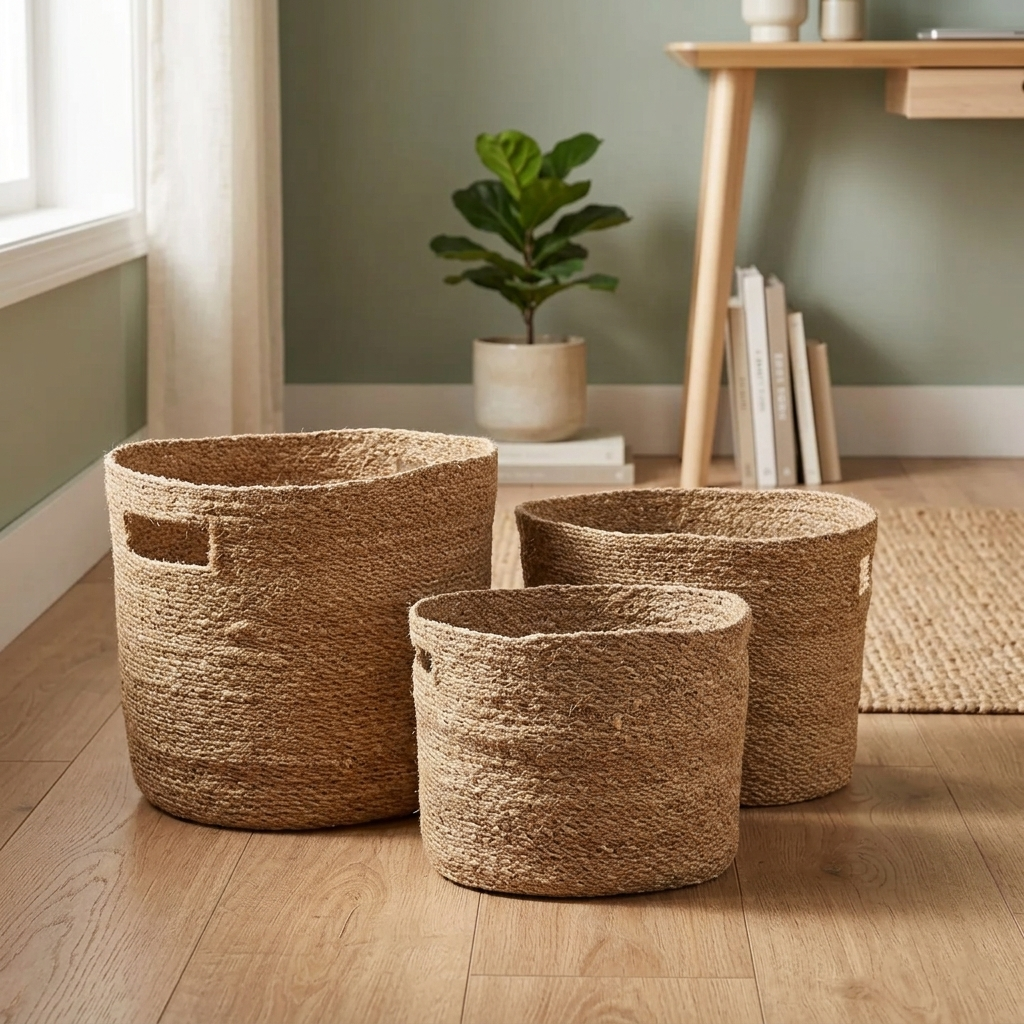 Storage Baskets Seagrass Natural Set of 3