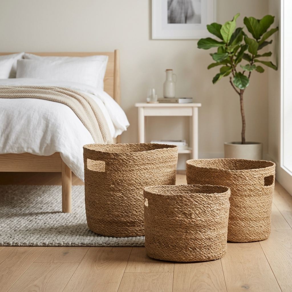 Storage Baskets Seagrass Natural Set of 3