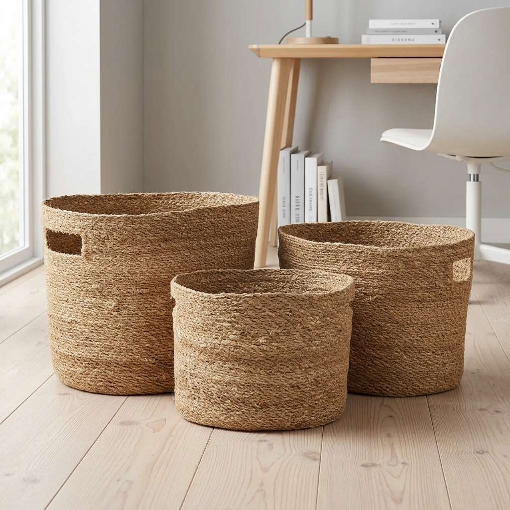 Storage Baskets Seagrass Natural Set of 3