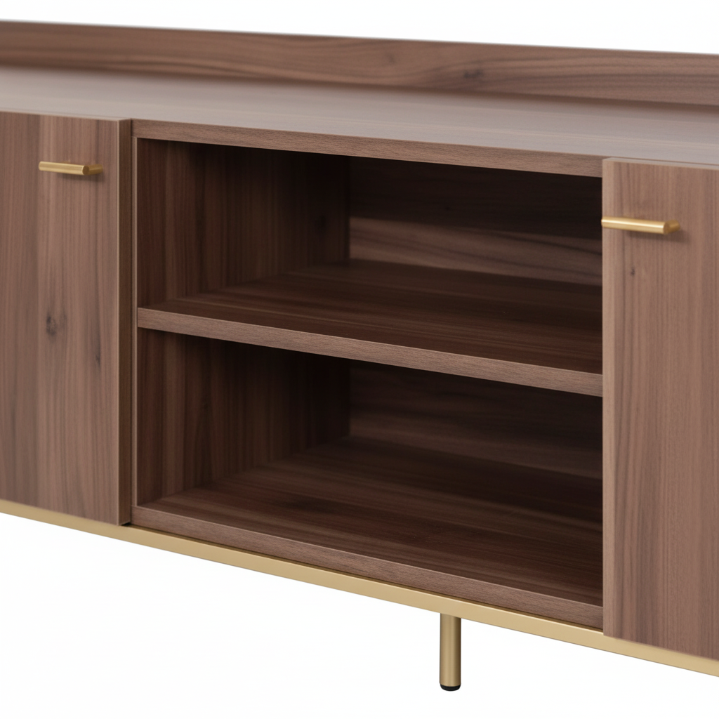 TV Cabinet Walnut Melamine 65 × 45 × 186 cm with 2 Doors