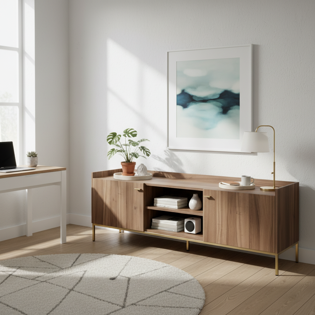 TV Cabinet Walnut Melamine 65 × 45 × 186 cm with 2 Doors