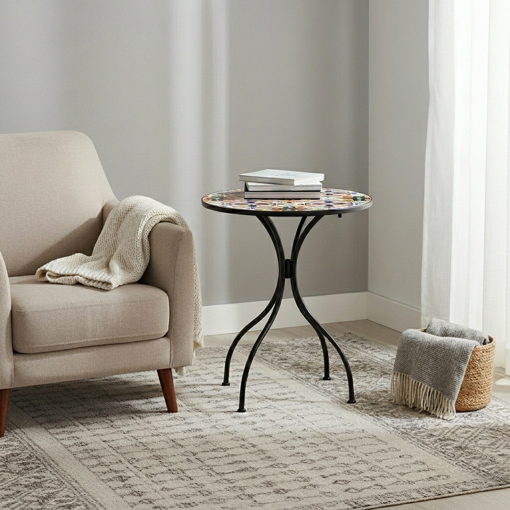 Table Metal 190.5 cm cm Mosaic Round Trapani