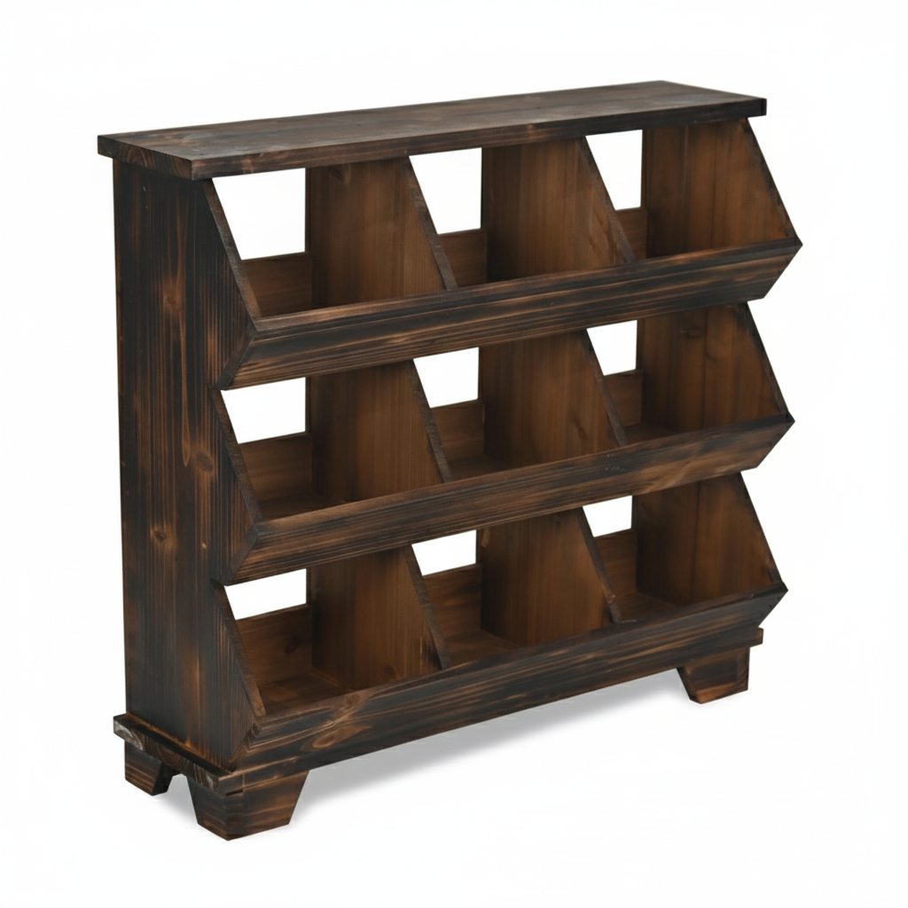 Table Shelf Wood 52.7 × 19.1 × 50.2 cm Brown 9-Pocket