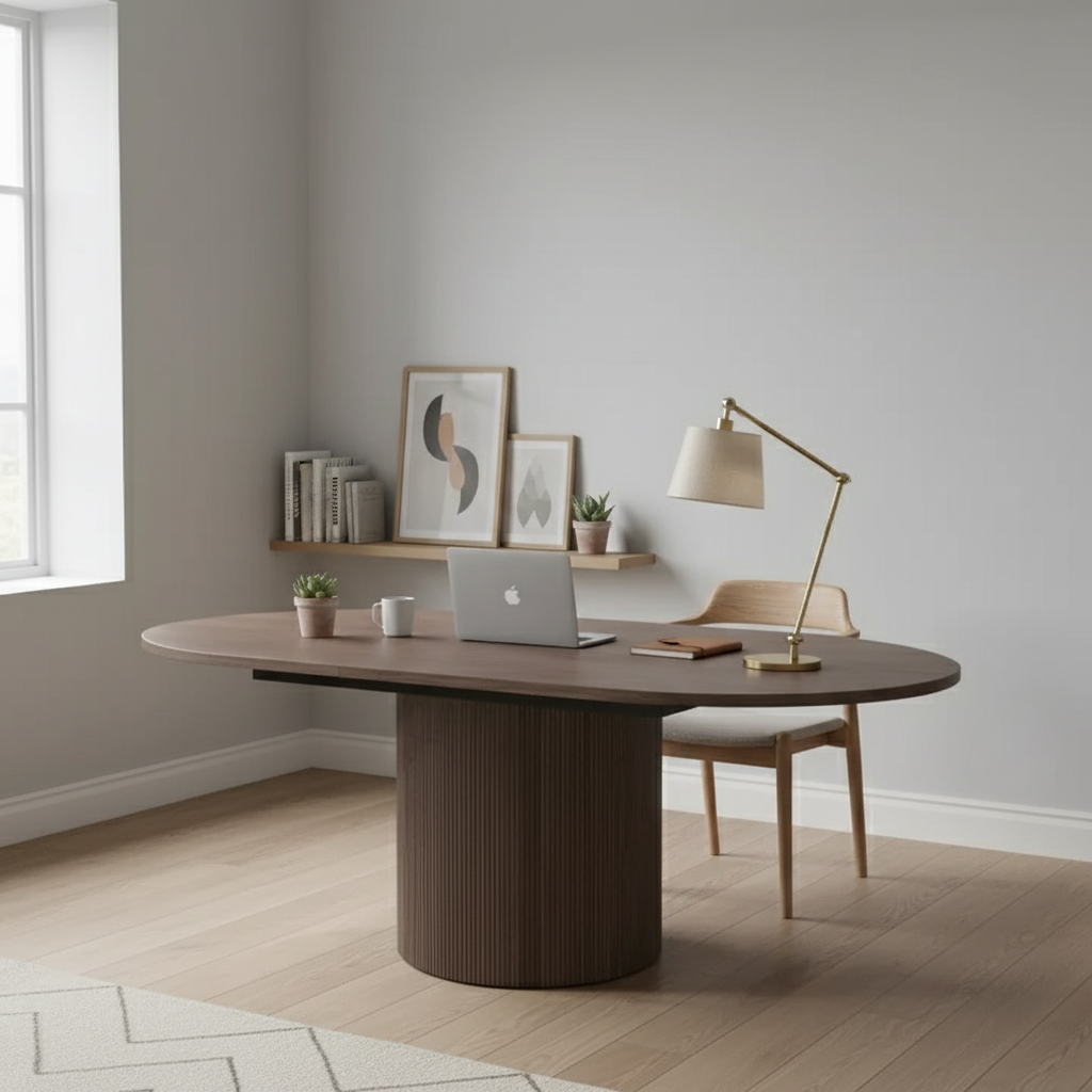 Table Walnut Veneer 180/220 × 120 × 75 cm Walnut Extendable Oval