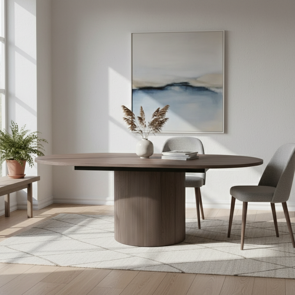 Table Walnut Veneer 180/220 × 120 × 75 cm Walnut Extendable Oval