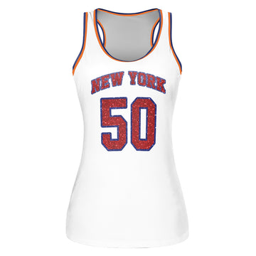Customized New York White Women's Tank Top - Custom Name & Number