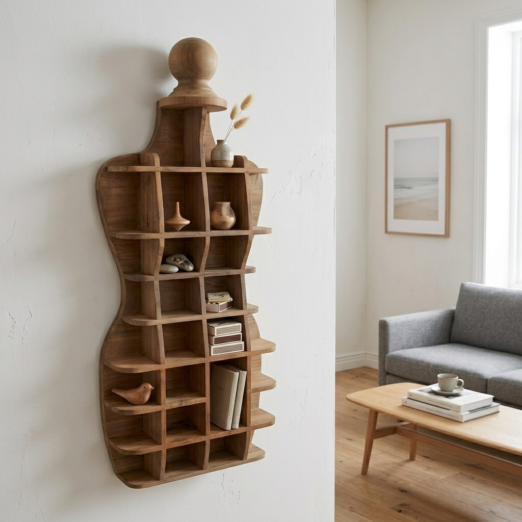 Wall Shelf Wood 45.7 × 96.5 cm Brown Multi-Compartment