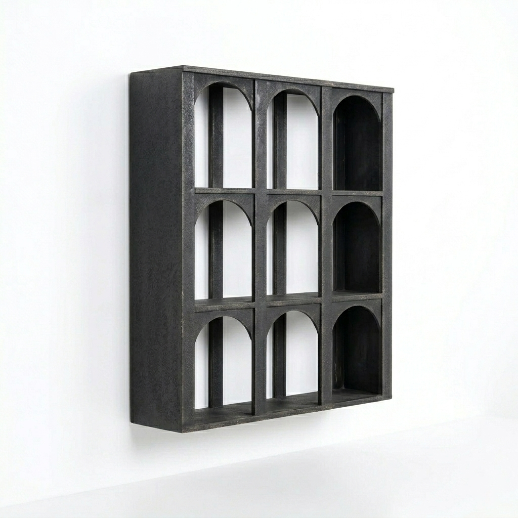 Wall Shelves 66.7 × 21.6 × 80 cm Black Arched Cubby