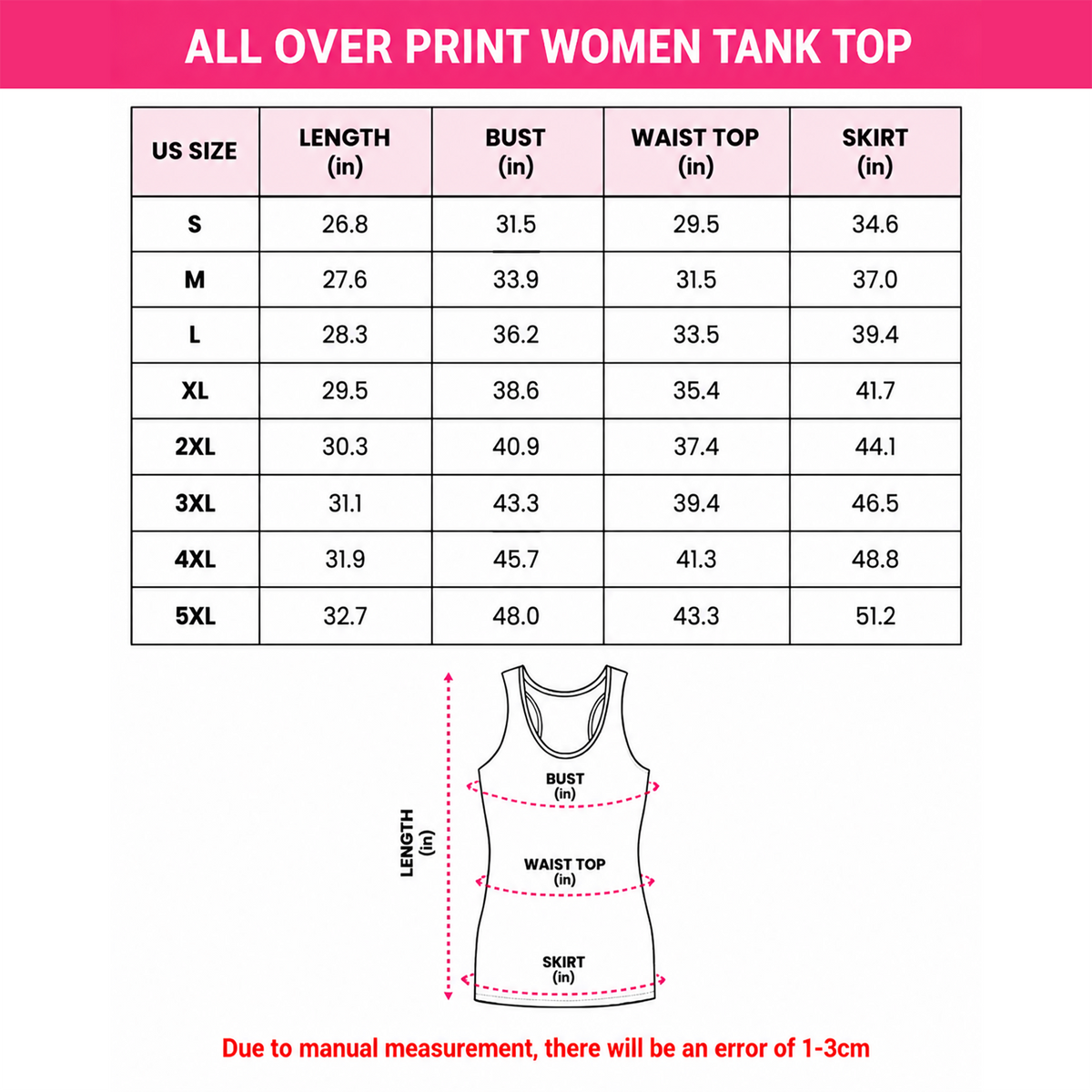 Size chart for Customized New York White Women's Tank Top - Custom Name & Number