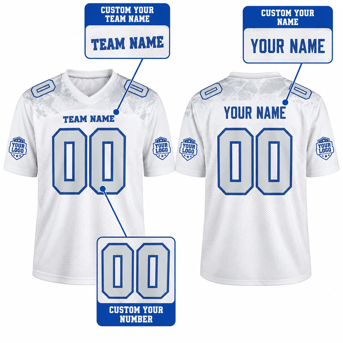 Buffalo Custom Football Jersey, Gray Personalized Team Jersey, Custom Name Number Logo, Football Uniform-3