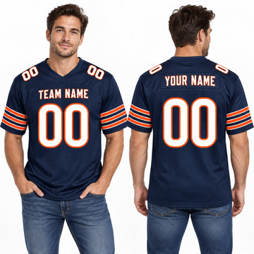 Chicago Custom Football Jersey, Navy Personalized Team Jersey, Custom Name Number Logo, Football Uniform for Men, Women, Youth and Kids