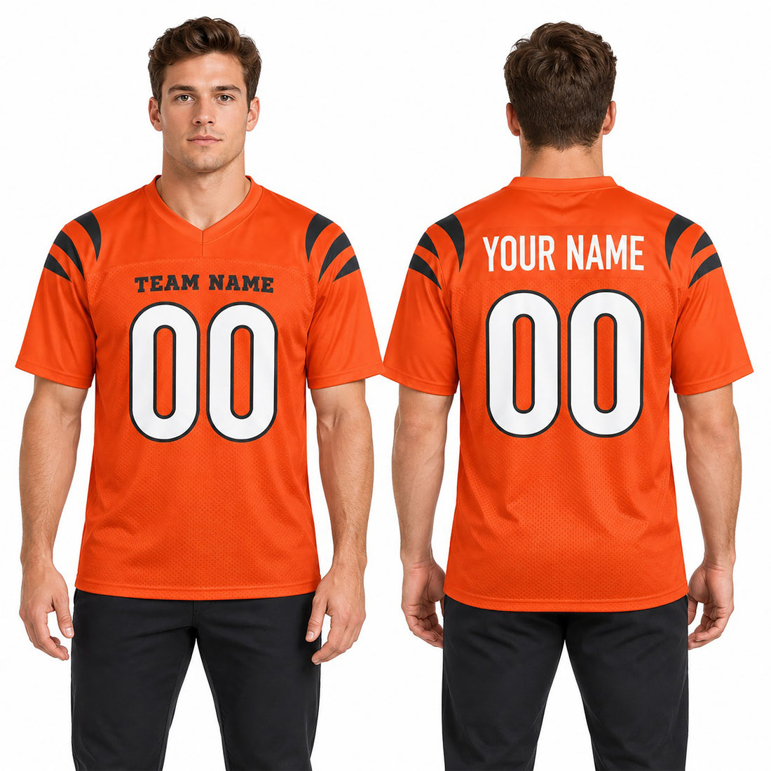 Cincinnati Custom Football Jersey, Orange Personalized Team Jersey, Custom Name Number Logo, Football Uniform-3