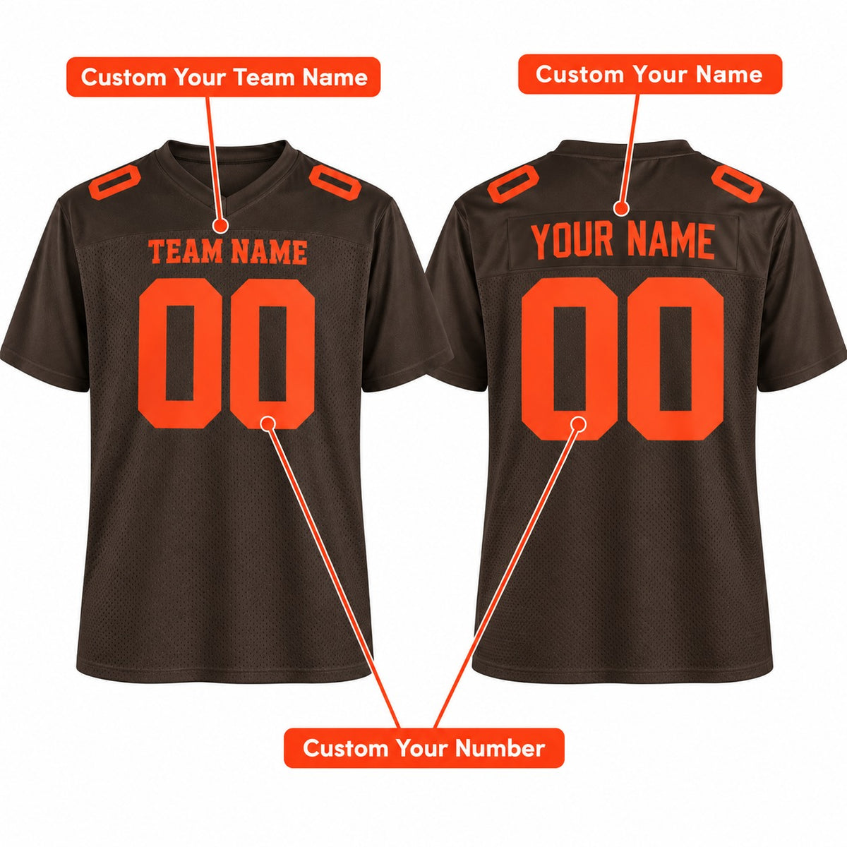 Cleveland Custom Football Jersey, Brown Personalized Team Jersey, Custom Name Number Logo, Football Uniform-4