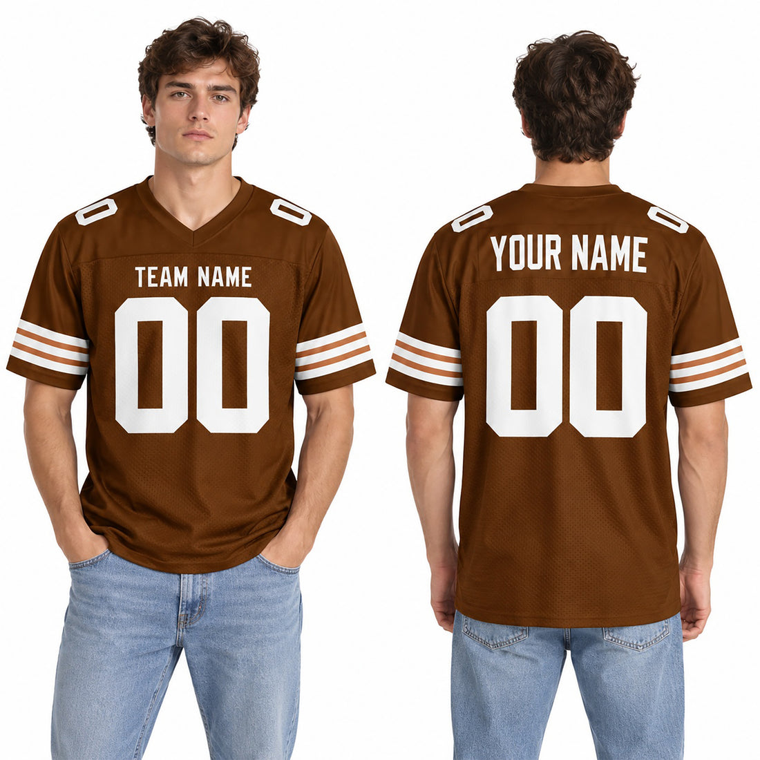 Cleveland Custom Football Jersey, Brown Throwback Style Personalized Team Jersey, Custom Name Number Logo-3