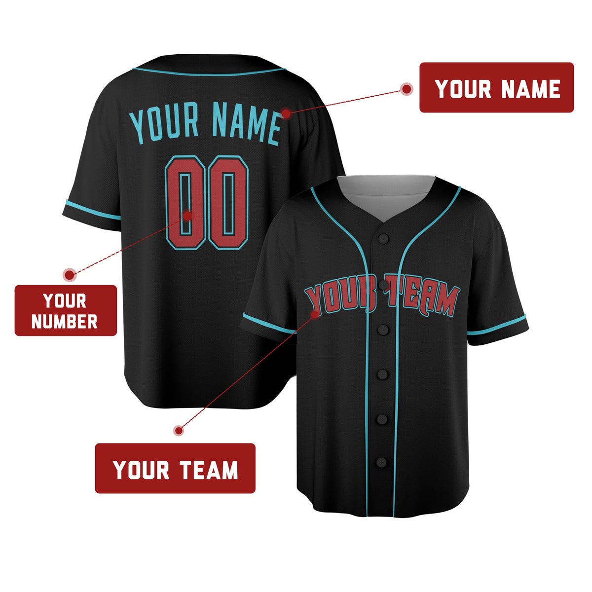 Custom Arizona Baseball Jersey - Black Game Day Style, Personalized Name & Number-2