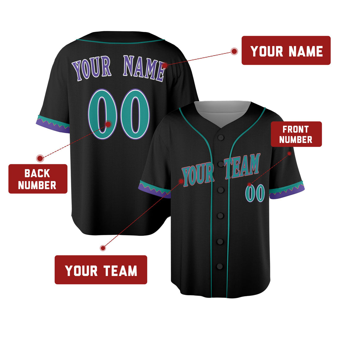 Custom Arizona Baseball Jersey - Black Throwback Cooperstown Style, Personalized Name & Number-1