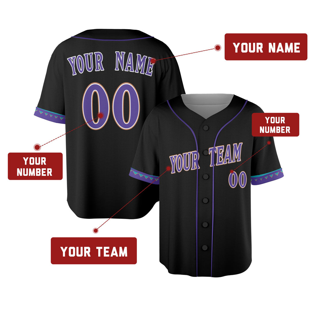 Custom Arizona Diamondbacks Baseball Jersey - Black 2001 Player Style, Personalized Name & Number-1