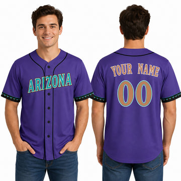 Custom Arizona Diamondbacks Baseball Jersey - Purple 2000 Throwback Style, Personalized Name & Number-1