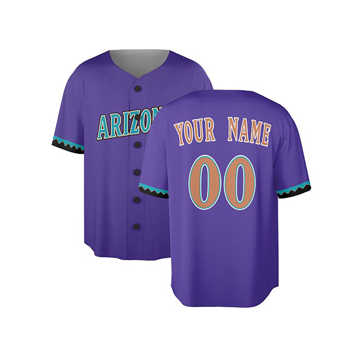 Custom Arizona Diamondbacks Baseball Jersey - Purple 2000 Throwback Style, Personalized Name & Number-3