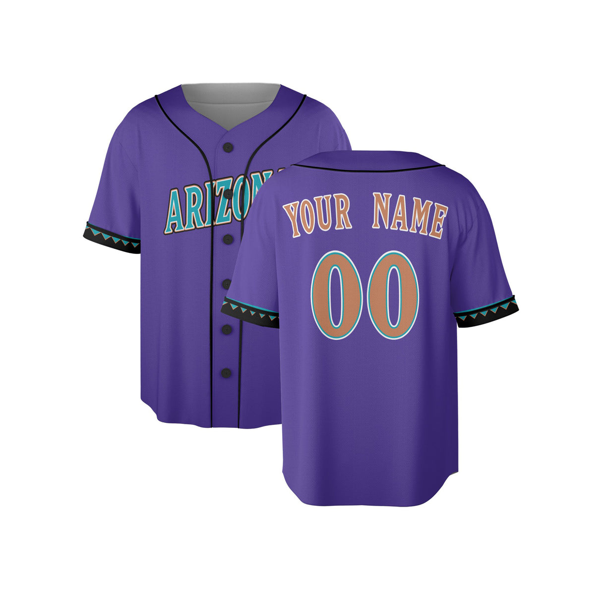Custom Arizona Diamondbacks Baseball Jersey - Purple 2000 Throwback Style, Personalized Name & Number-4
