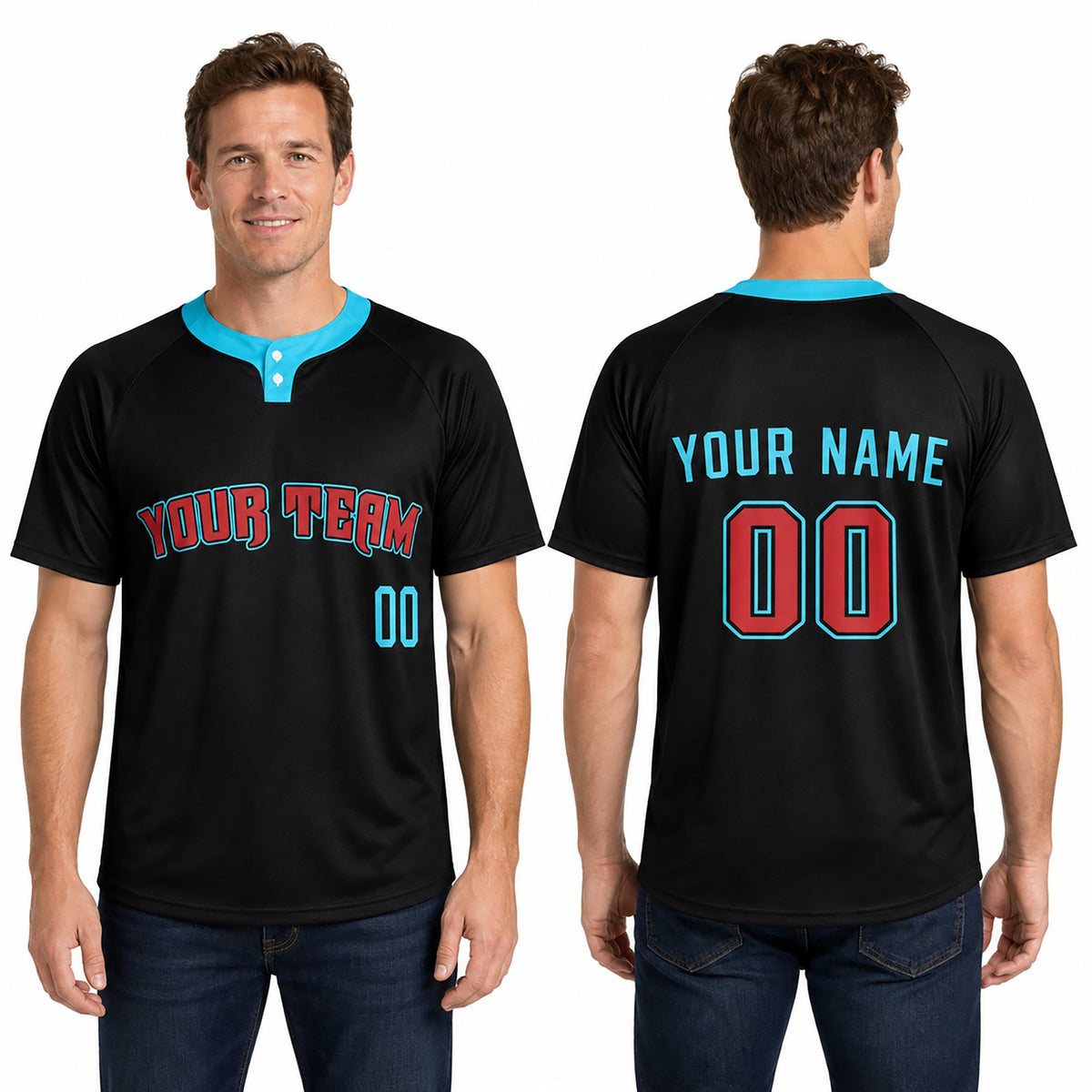 Custom Arizona Two-Button Baseball Jersey - Blackout Style, Personalized Name & Number-1