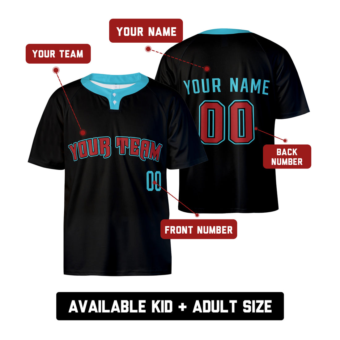 Custom Arizona Two-Button Baseball Jersey - Blackout Style, Personalized Name & Number-1