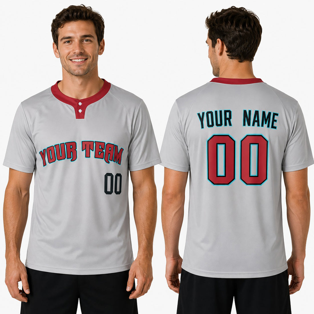 Custom Arizona Two-Button Baseball Jersey - Gray Road Style, Personalized Name & Number-1