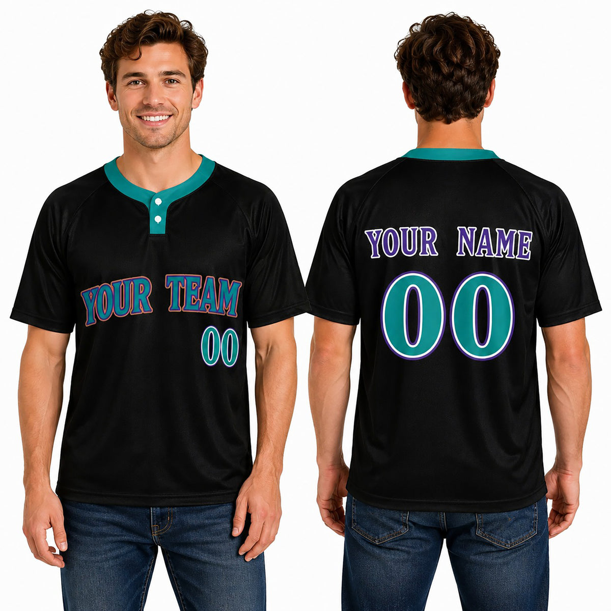 Custom Arizona Two-Button Baseball Jersey - Throwback Cooperstown Style, Personalized Name & Number-1
