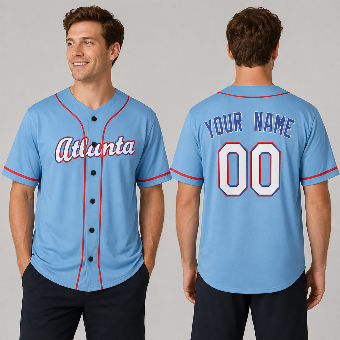 Custom Atlanta Braves Baseball Jersey - 2026 City Connect Sky Blue Style, Personalized Name & Number-1