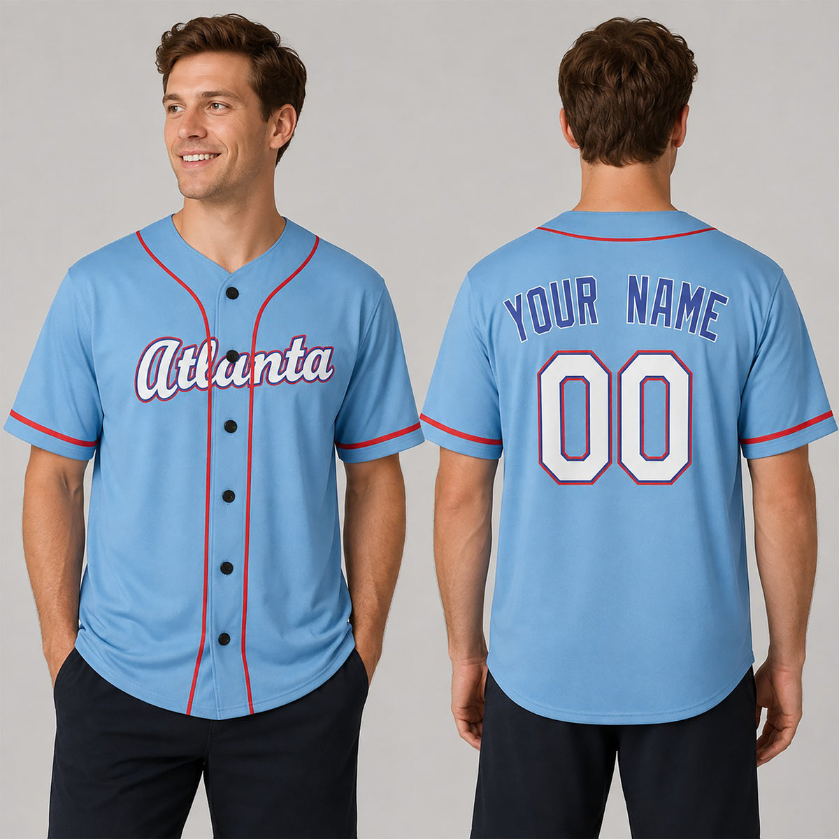 Custom Atlanta Braves Baseball Jersey - 2026 City Connect Sky Blue Style, Personalized Name & Number-1